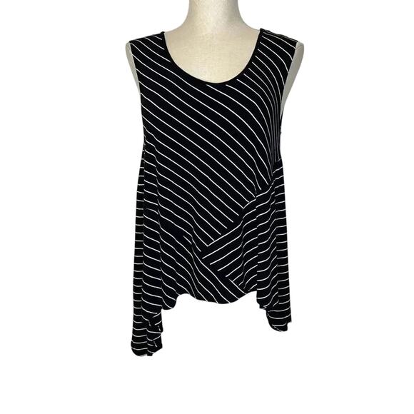 DKNY Jeans black & white striped geometric tank top Size Medium - Picture 1 of 5